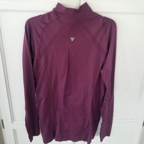 Women's Anique Sun Shirt Plum/Burgundy color Quater Zip Long sleeve - Picture 2 of 6